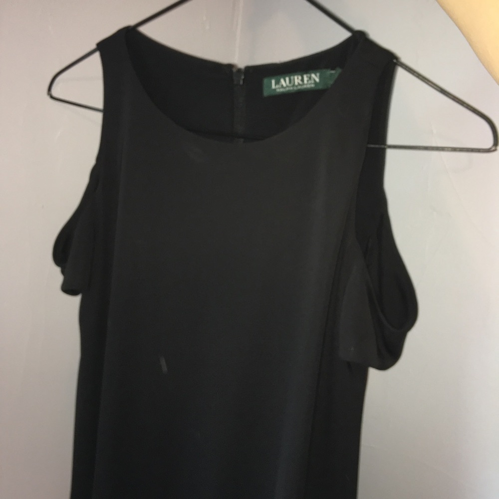 RALPH LAUREN Black no shoulder above-knee dress